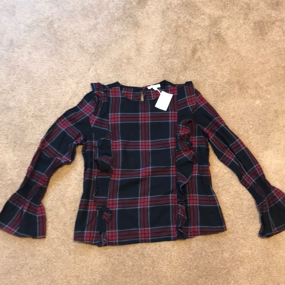Plaid pull over blouse